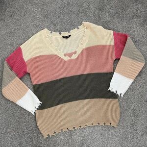 Amaryllis Apparel Distressed Sweater - EUC - Size Small